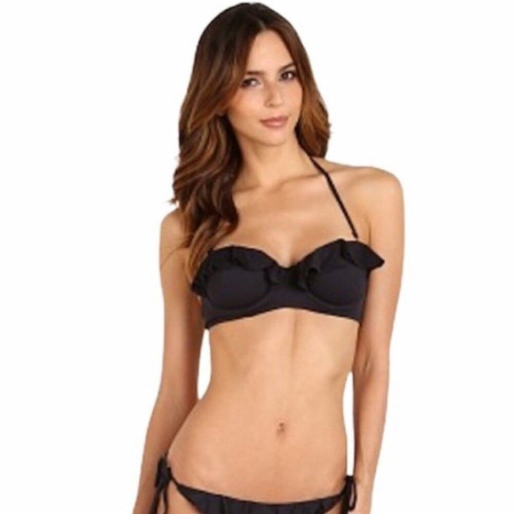 Eberjey Navy Blue underwire convertible halter / strapless bikini top Small NWT